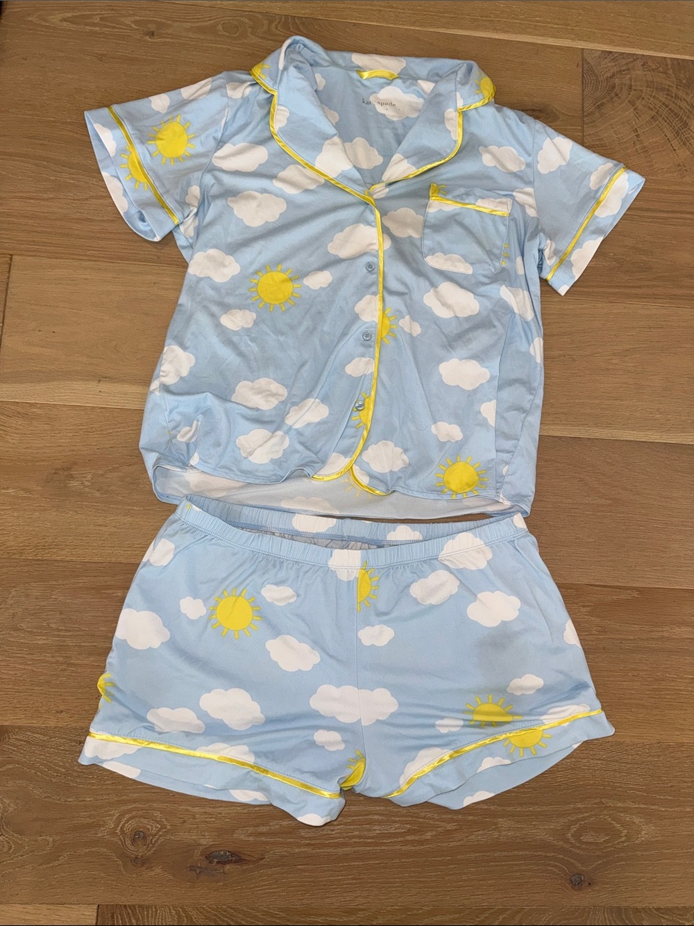 kate spade Light Blue Cloud & Yellow Sun Shorts Women’s Pajama Set size L